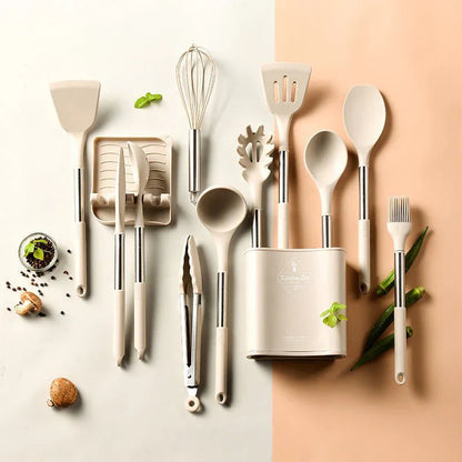 Set di utensili da cucina in silicone nordico da 13 pezzi - resistente - termoresistente - elegante