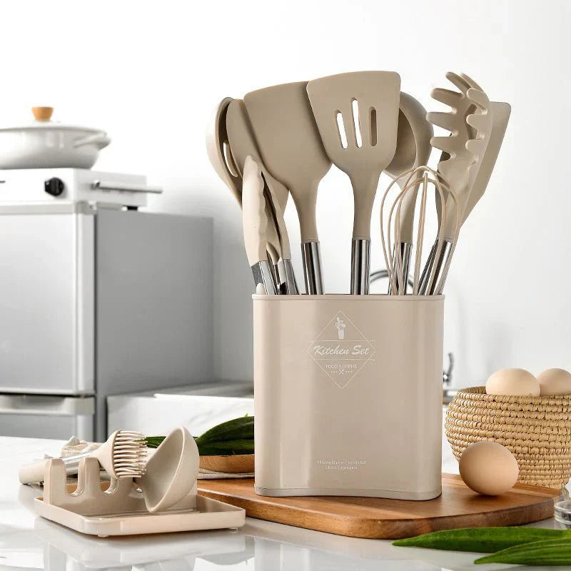 Set di utensili da cucina in silicone nordico da 13 pezzi - resistente - termoresistente - elegante