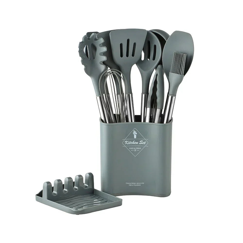 Set di utensili da cucina in silicone nordico da 13 pezzi - resistente - termoresistente - elegante
