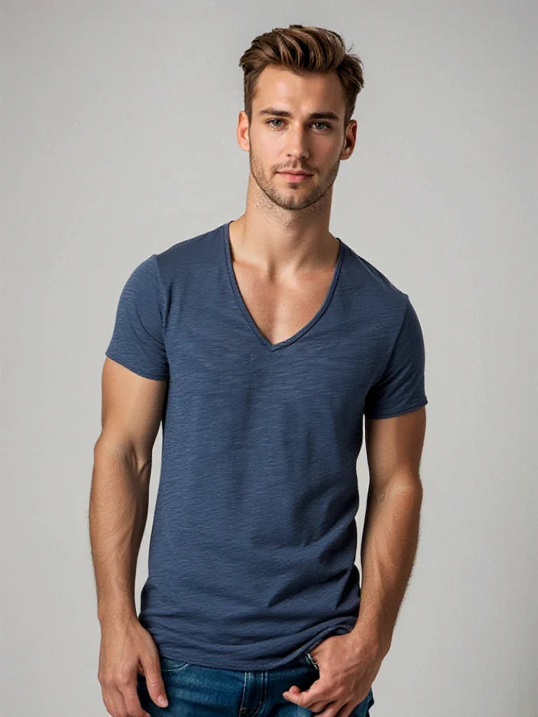 Camiseta de cuello en V para hombre