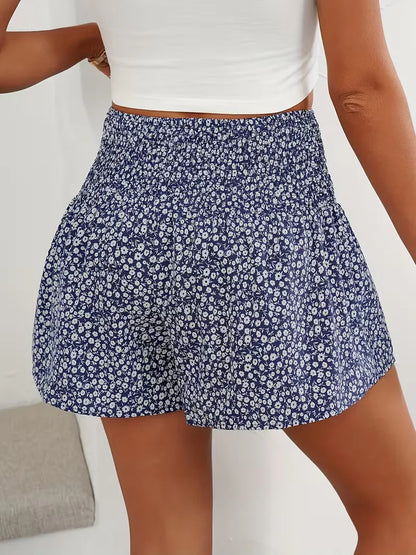 Shorts taille haute avec motif floral