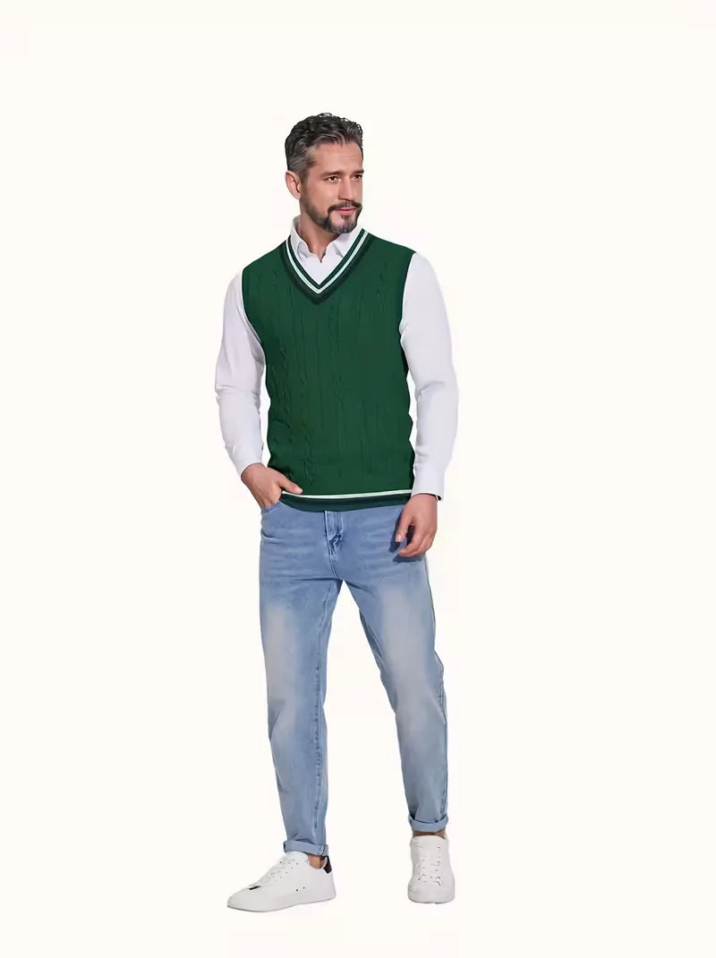 Gilet sans manches en tricot avec col en V