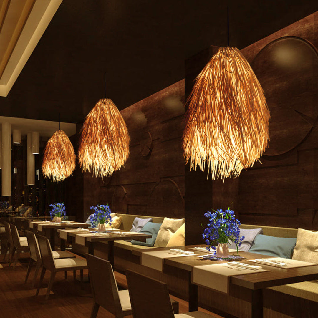 BambooLuxe Pendant Light - Natural Rattan Atmosphere for Any Interior