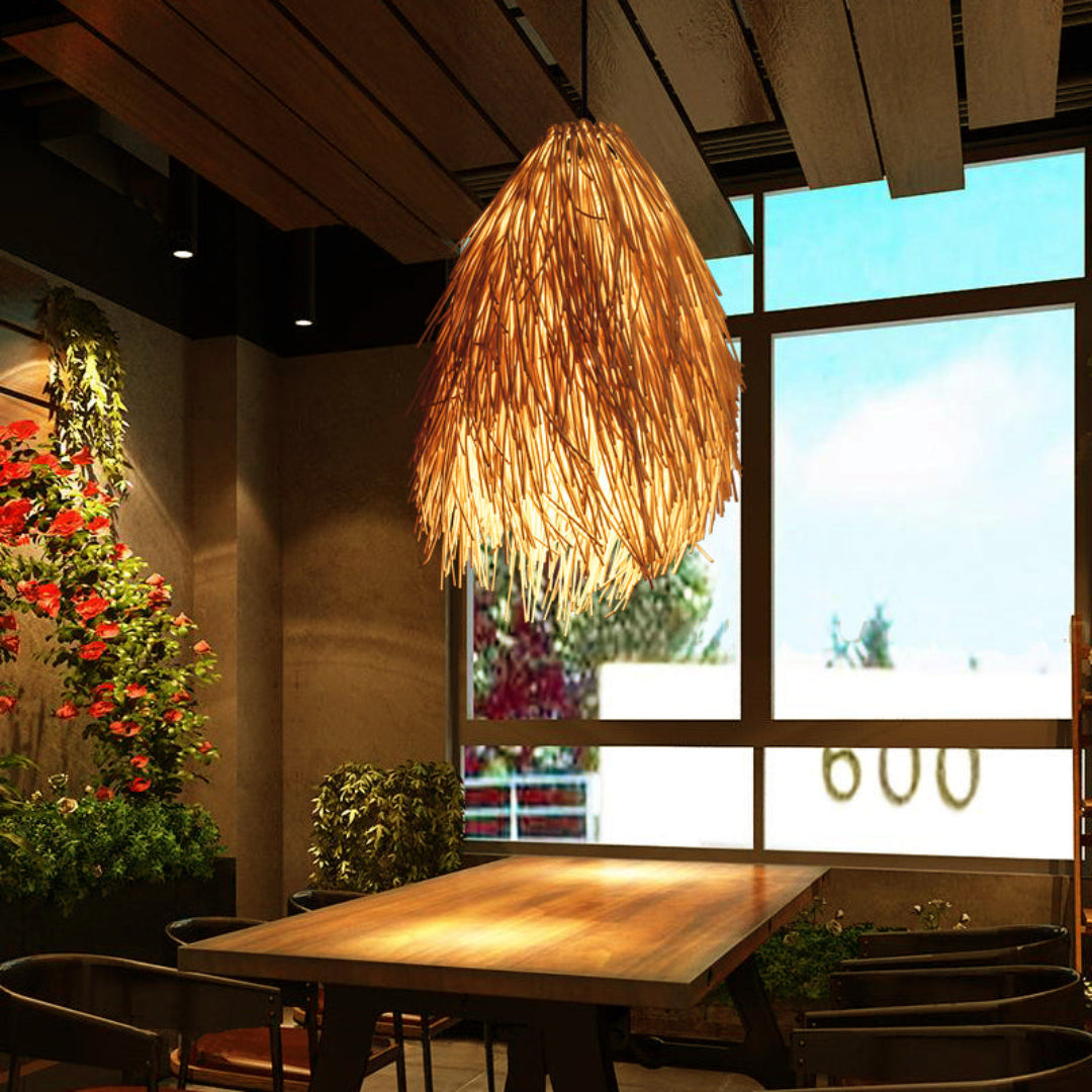 BambooLuxe Pendant Light - Natural Rattan Atmosphere for Any Interior