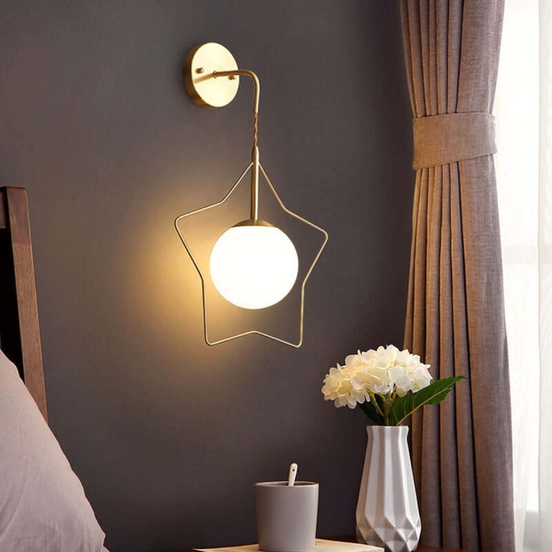 GlowLight - Globo de vidrio moderno con forma de pentagrama