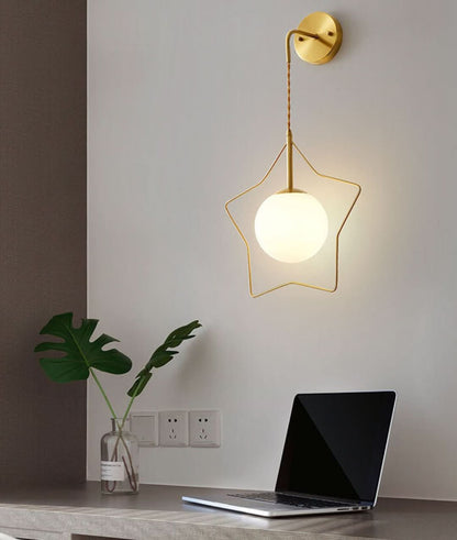 GlowLight - Globo de vidrio moderno con forma de pentagrama
