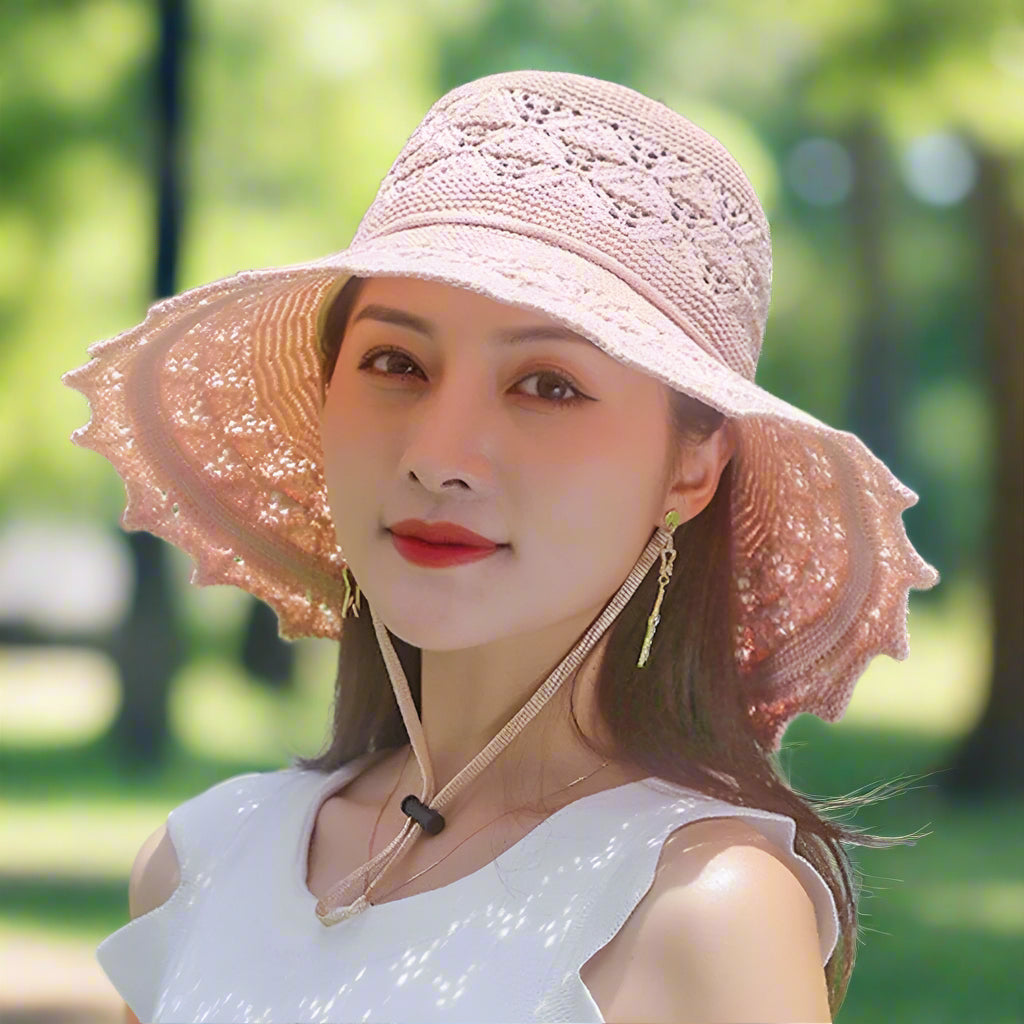 Sombrero elegante de ala ancha para mujer