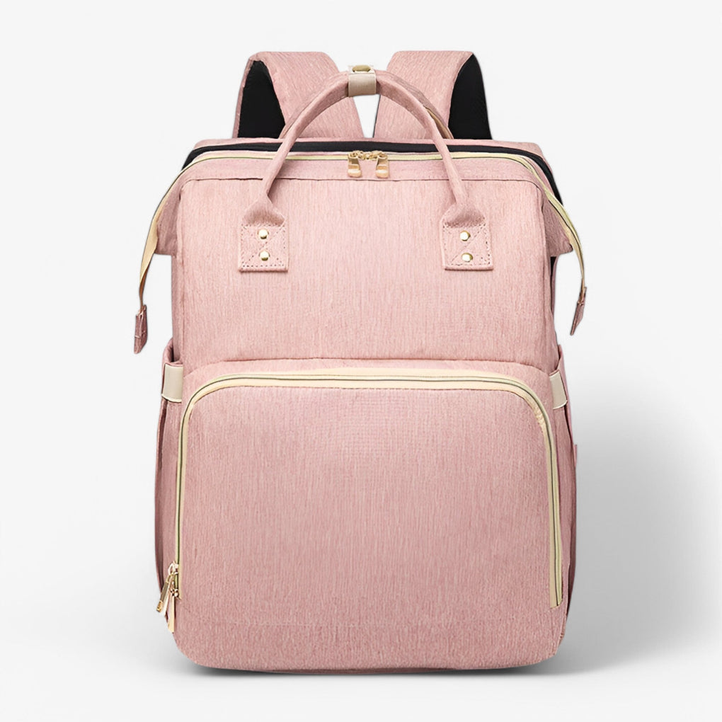 2-in-1 diaper bag with retractable crib
