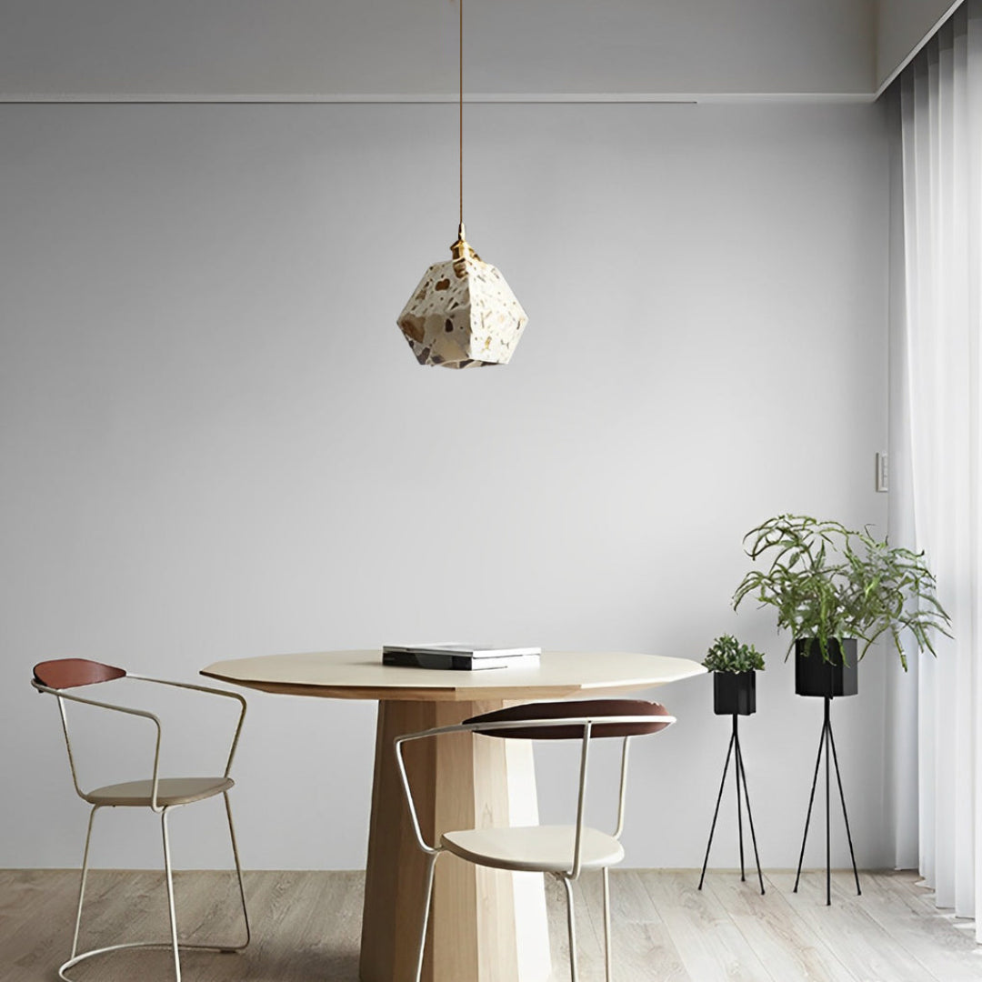 Suspension LED en marbre terrazzo – Design scandinave moderne