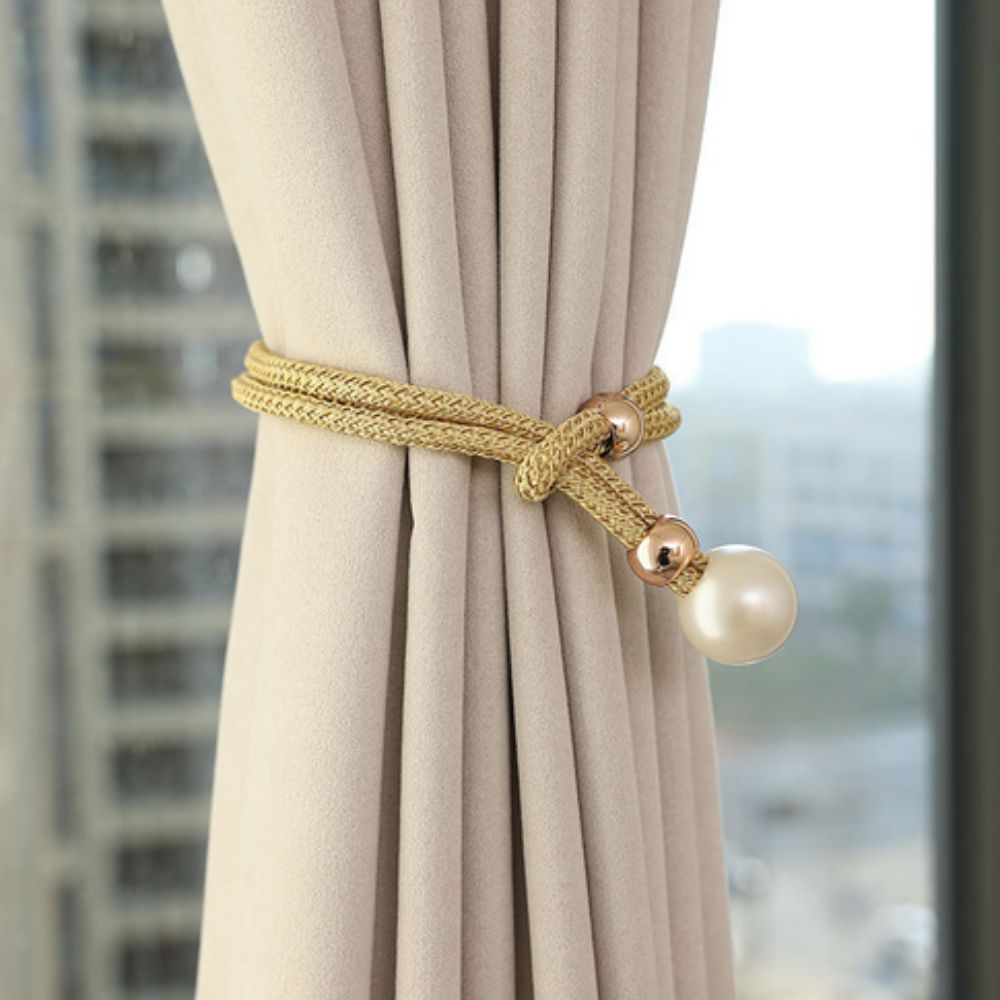Shiny Elegant Set of 2 Pearl Curtain Tiebacks