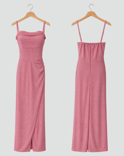 Gala Maxi Dress with Glitter and High Split for Women