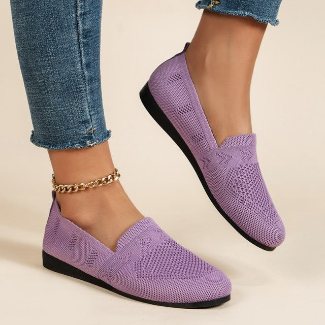 Sapatos leves sem atacadores para senhora, com malha respirável