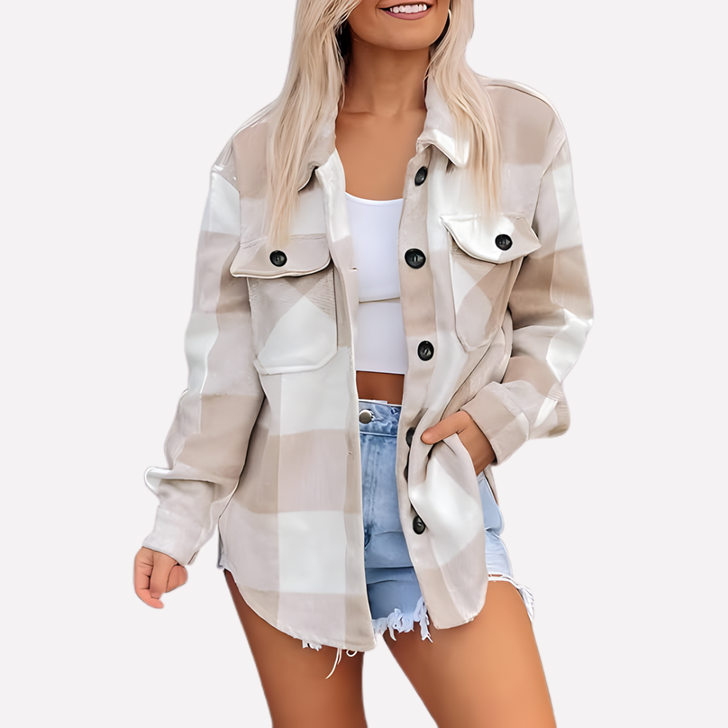 Giacca-camicia a quadri da donna