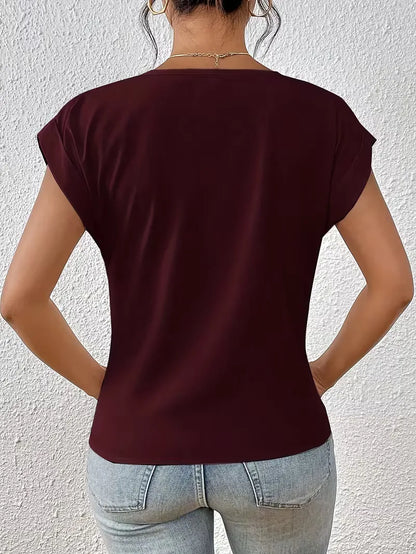 T-shirt col en V avec devant drapé