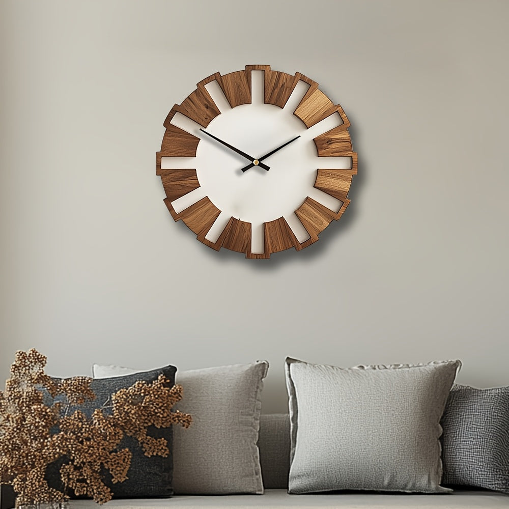 Rustic Wooden Wall Clock with Silent Movement – Timeless Design for Living Room, Office and Bedroom