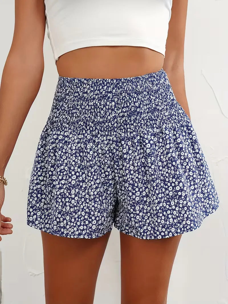 Shorts taille haute avec motif floral