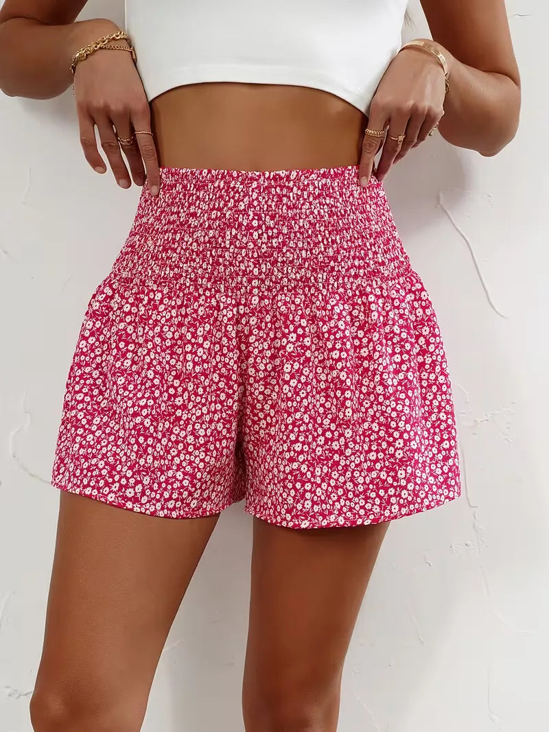 Shorts taille haute avec motif floral