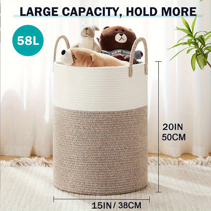 Stylish Two-Tone Laundry Basket - Space for More, Handy and Durable