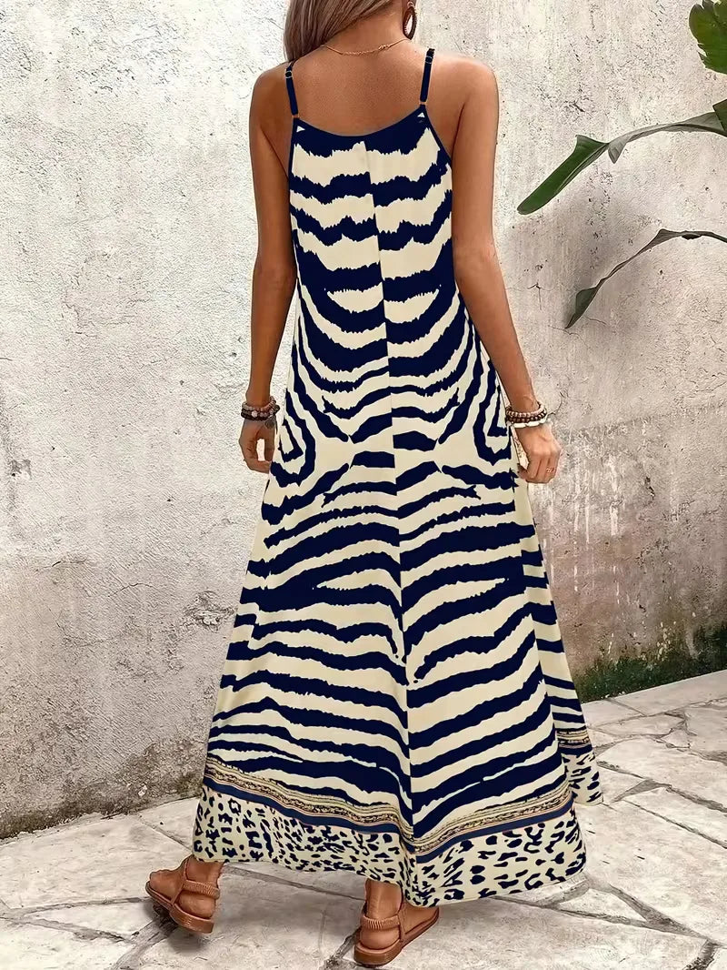 Maxi dress with leopard print