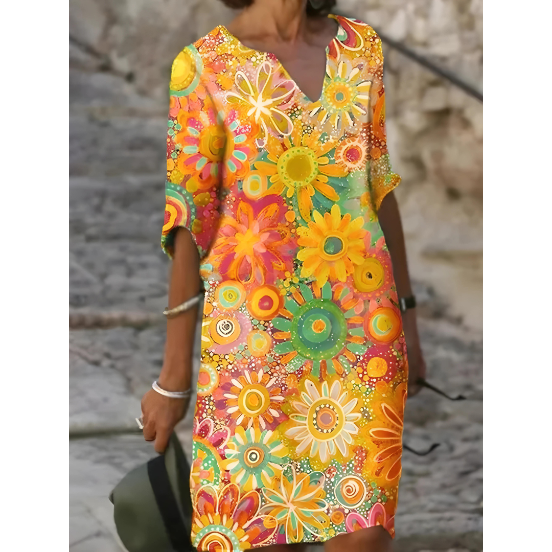 Dress with V-neck and floral print - Jelissa