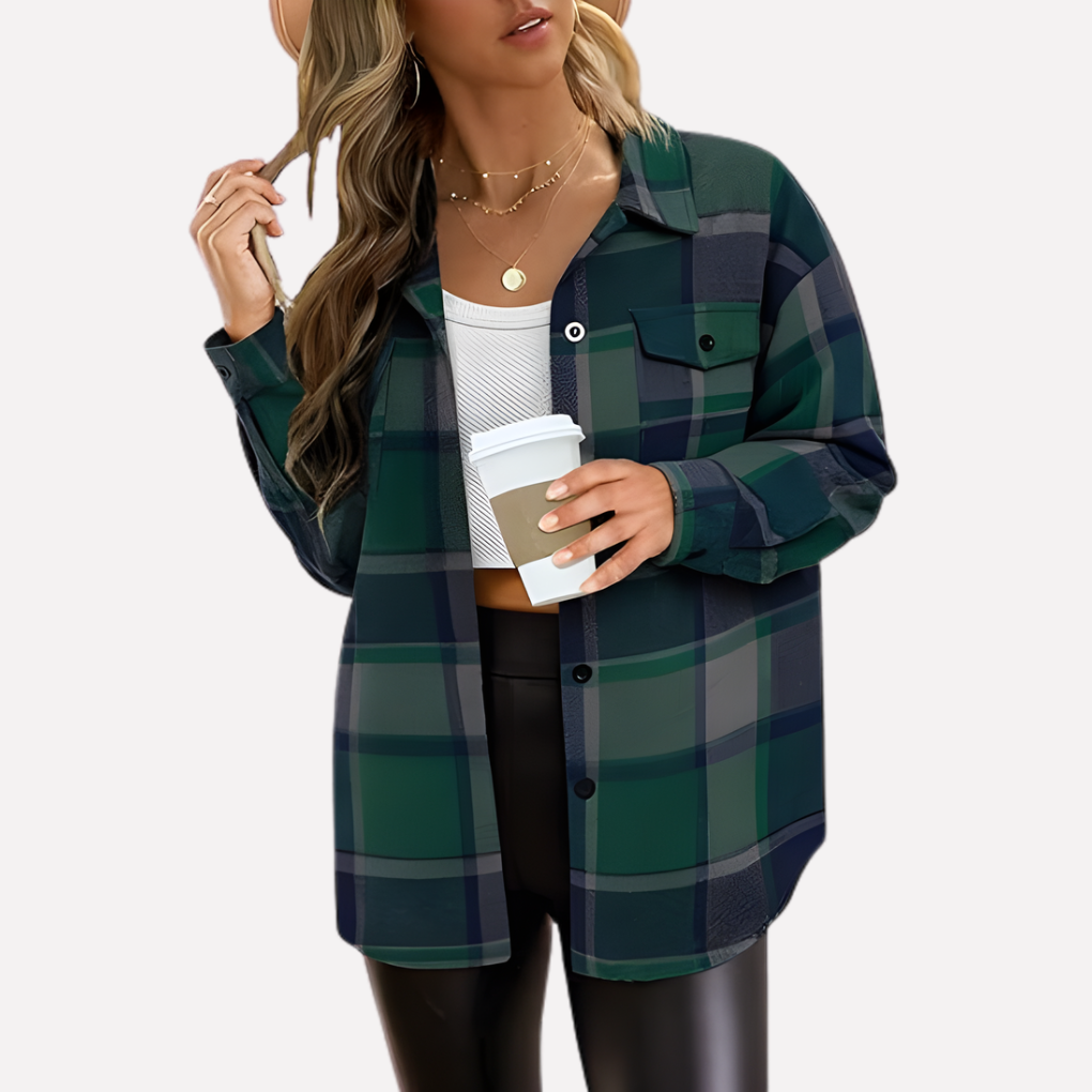 Giacca-camicia a quadri da donna