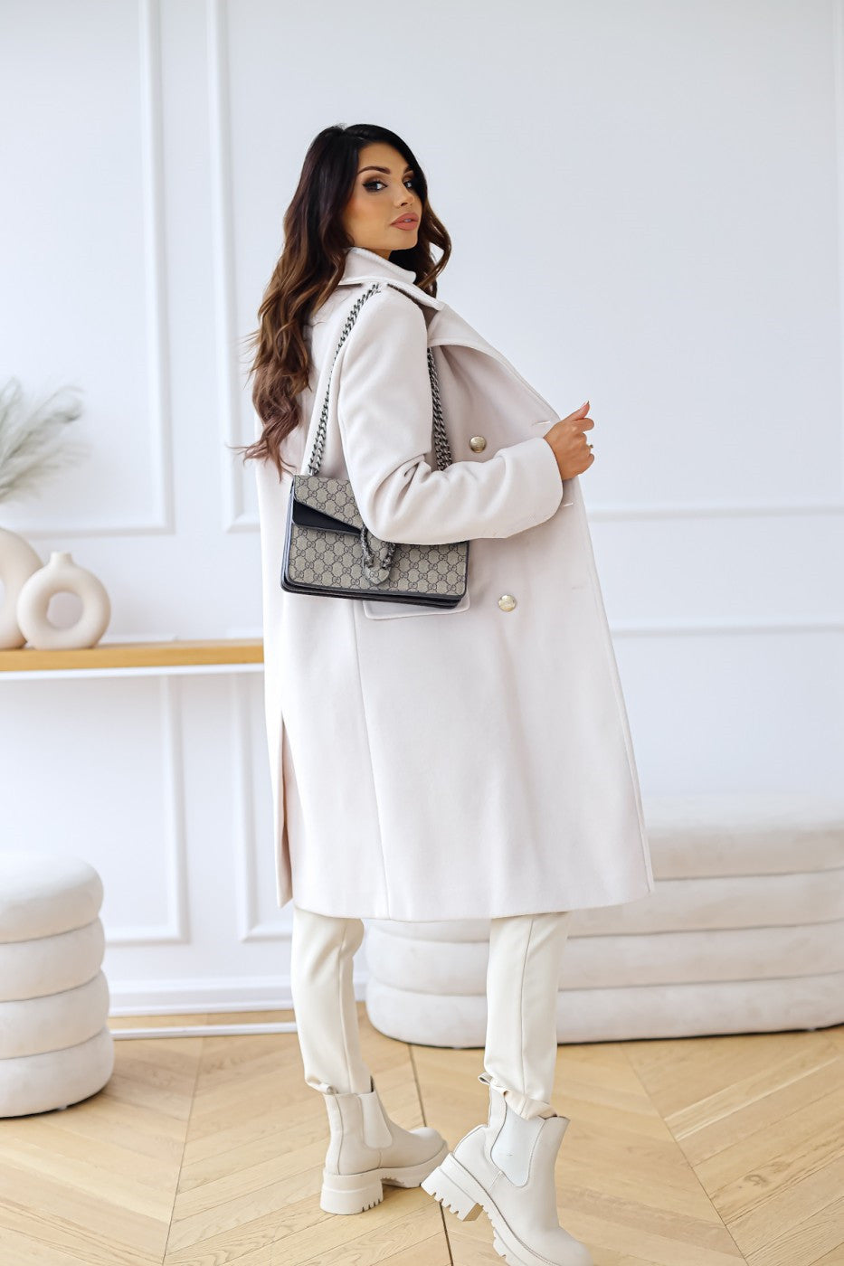 Ladies' Midi Winter Coat with Buttons