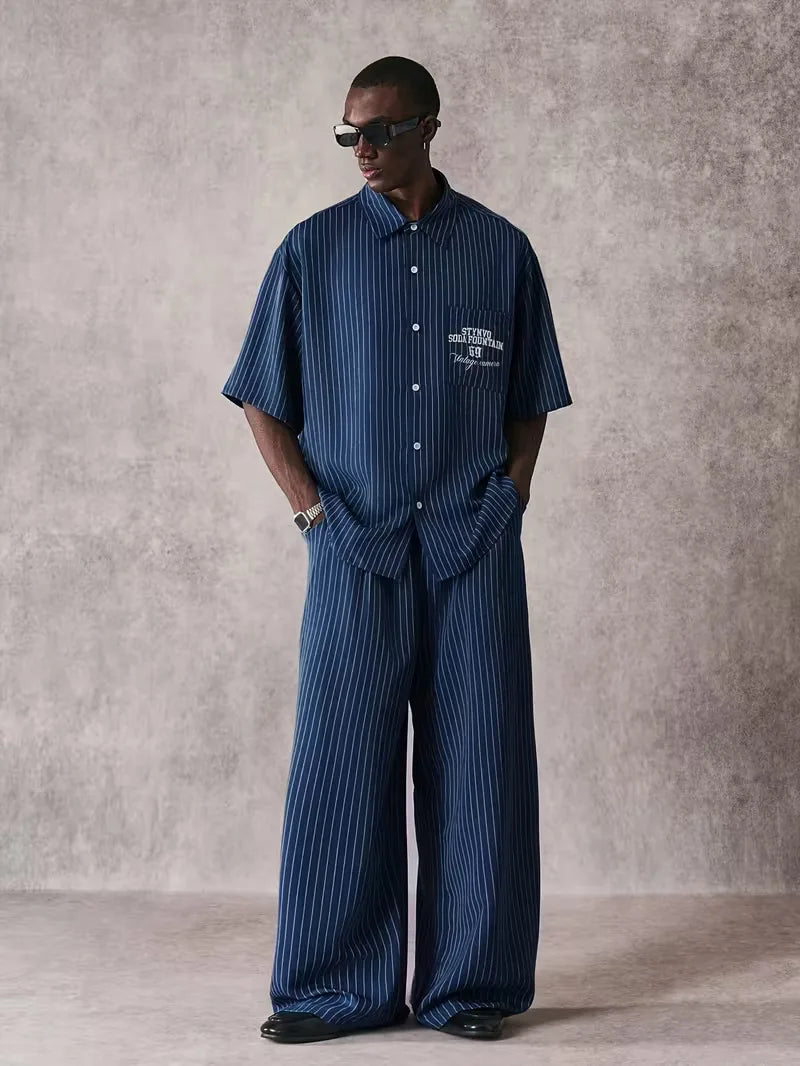 Chemise à manches courtes à rayures verticales