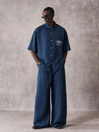 Chemise à manches courtes à rayures verticales