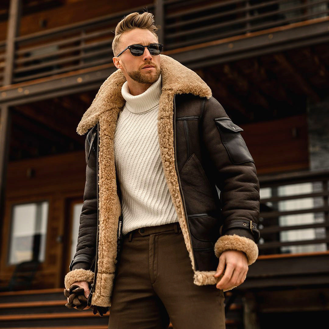 Giacca aviator da uomo in shearling – calda, confortevole e dallo stile intramontabile