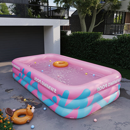 Piscina hinchable alegre para el jardín – PVC resistente, perfecta para fiestas de verano y diversión en familia