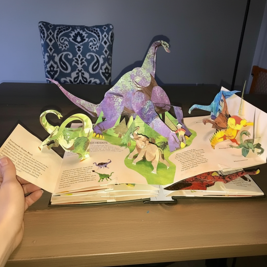Libro pop-up 3D sui dinosauri con pagine interattive per l’educazione dei bambini