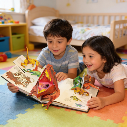 Libro pop-up 3D sui dinosauri con pagine interattive per l’educazione dei bambini