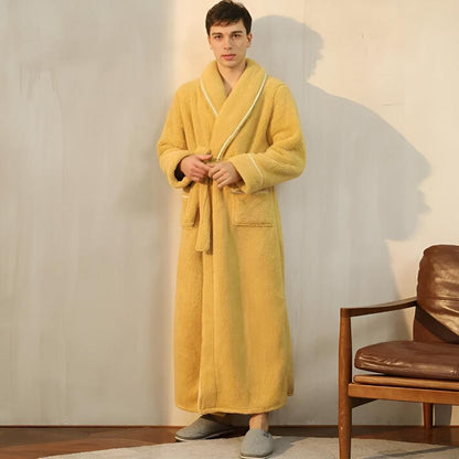 Luxury Coral Fleece Flannel Bathrobe