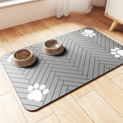 Pet Feeding Mat - Absorbent Pet Placemat for Food and Water Bowls