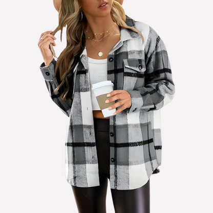Giacca-camicia a quadri da donna