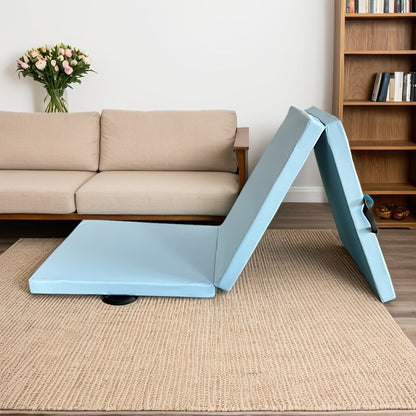 Esterilla de yoga portátil plegable en tres partes, con acolchado grueso, superficie antideslizante de PU y asa
