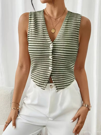 Gilet avec col en V et boutons