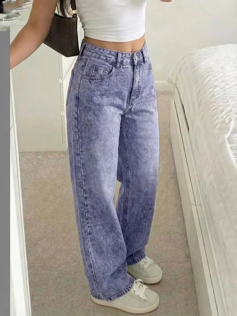 Jean droit taille mi-haute