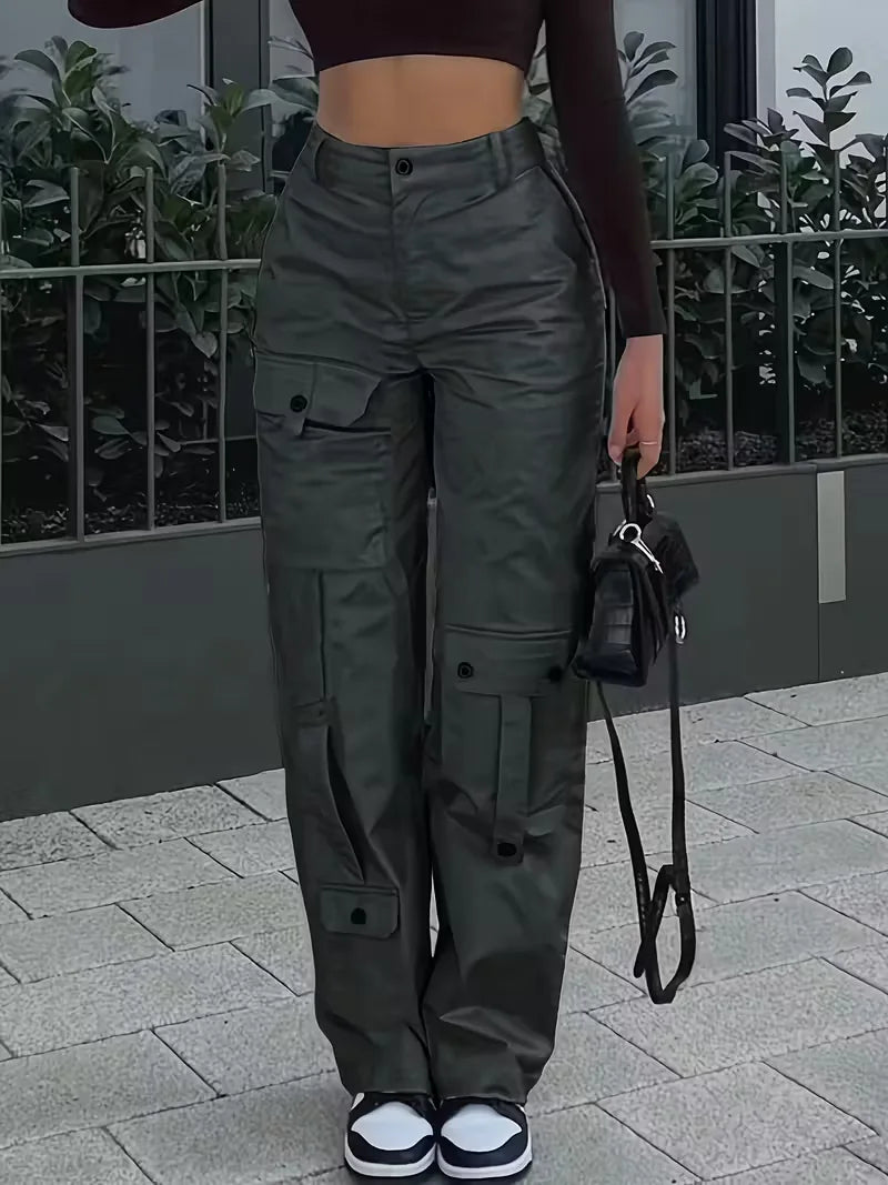 High-Waisted Cargo Trousers