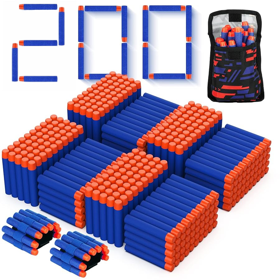 200 Schaumstoffpfeile für Nerf mit Handgelenkhalter und Aufbewahrungstasche für Spielspaß