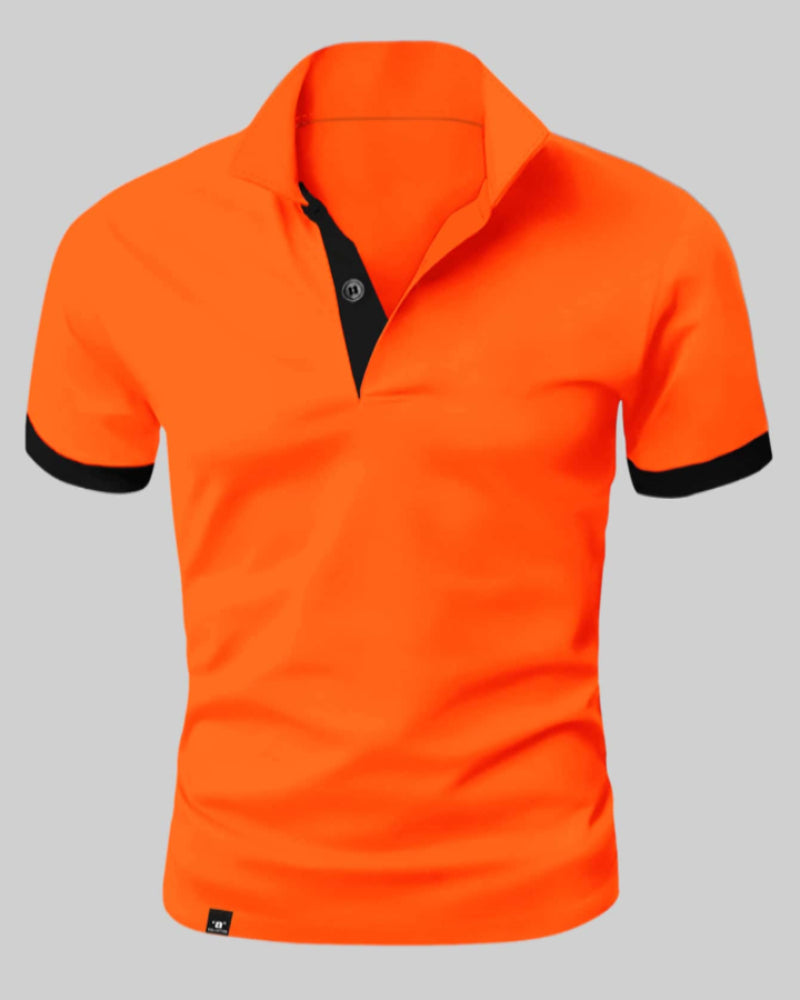 Orange Polo Shirt with Contrasting Finish for Men