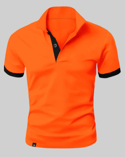 Orange Polo Shirt with Contrasting Finish for Men
