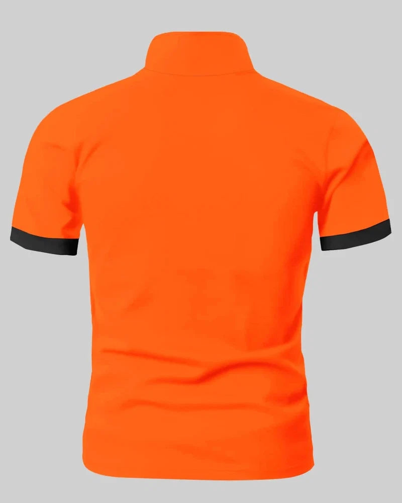 Orange Polo Shirt with Contrasting Finish for Men