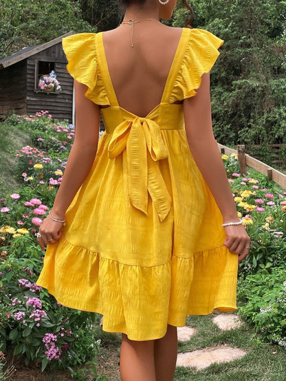 Ribbed Maternity Dress with Open Back and Bow Detail
