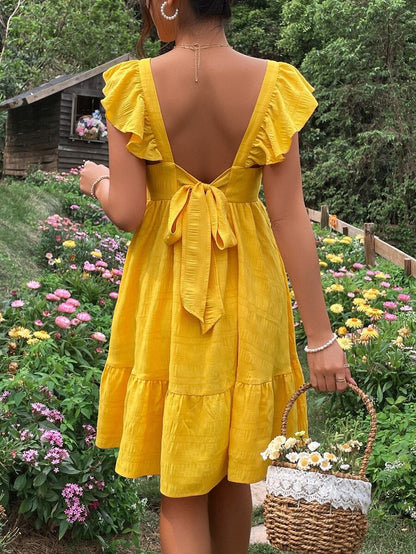 Ribbed Maternity Dress with Open Back and Bow Detail