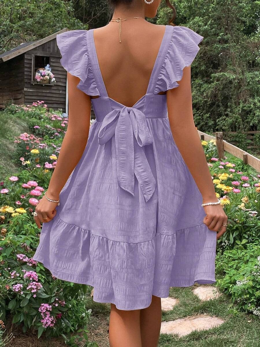 Ribbed Maternity Dress with Open Back and Bow Detail