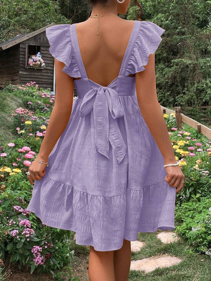Ribbed Maternity Dress with Open Back and Bow Detail