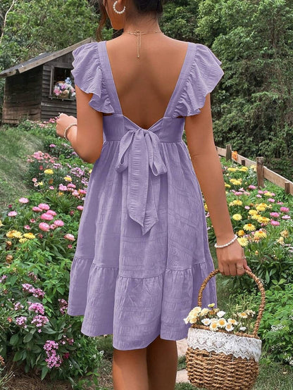 Ribbed Maternity Dress with Open Back and Bow Detail