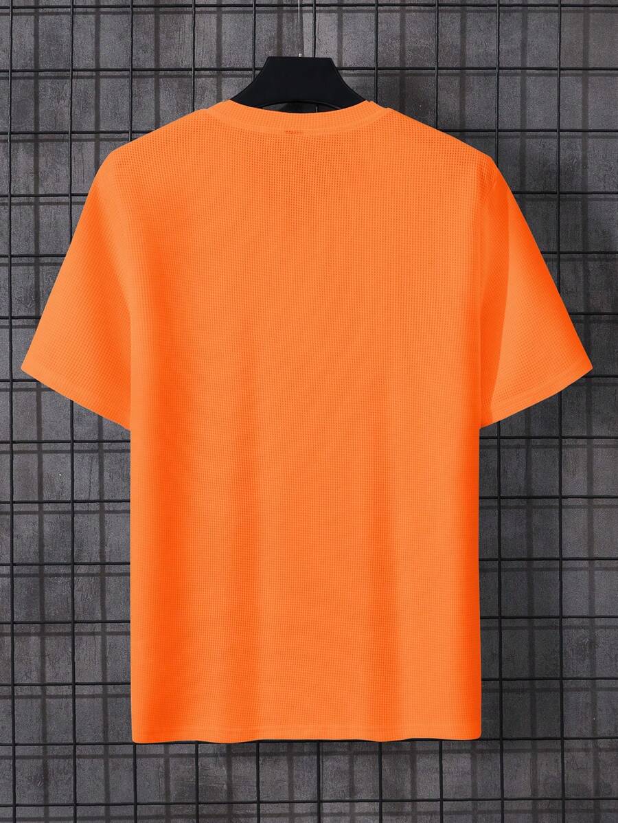 Orange Men's T-shirt with Notched Neck