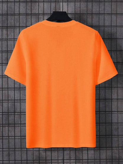 Orange Men's T-shirt with Notched Neck